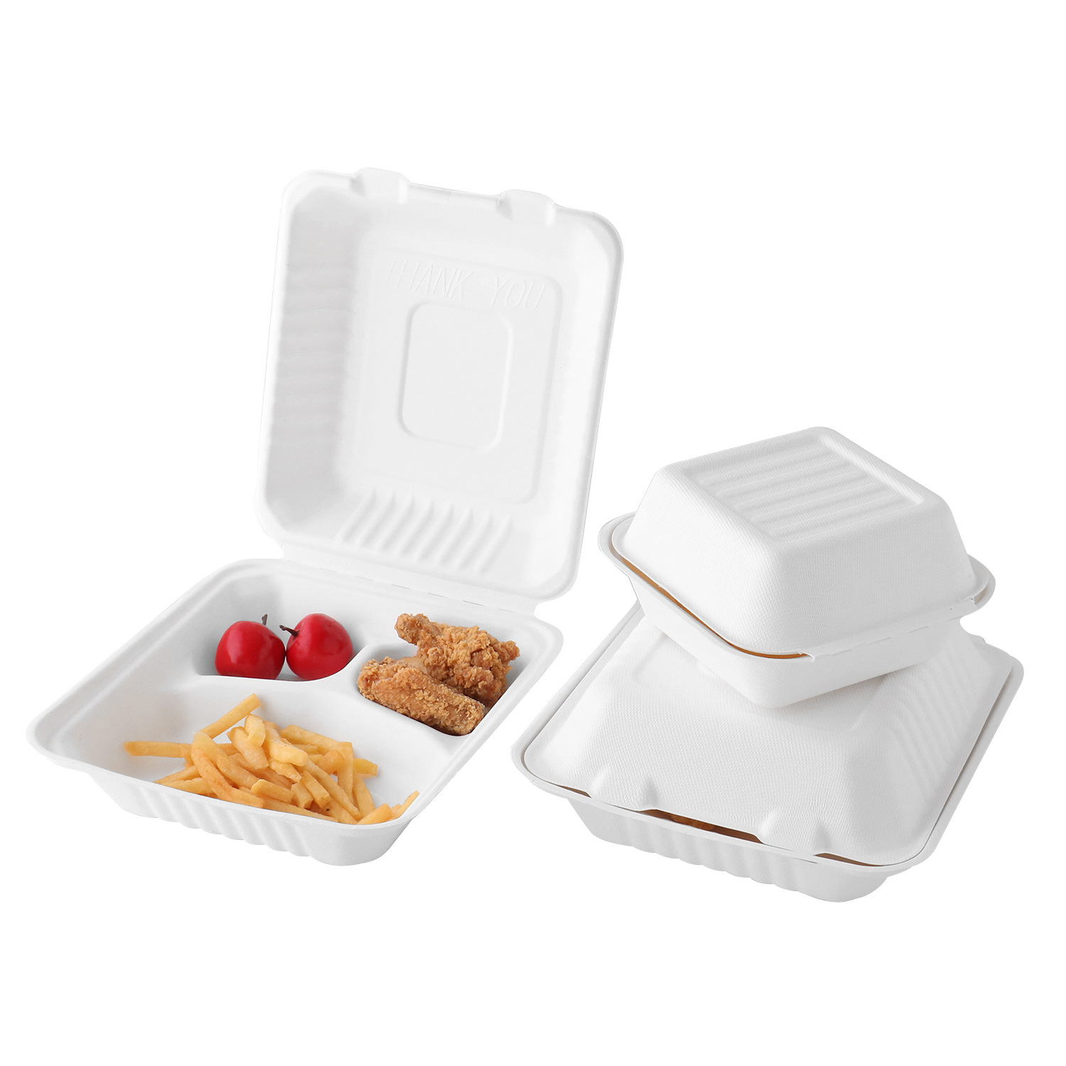 Leakproof eco food packaging clamshell box
