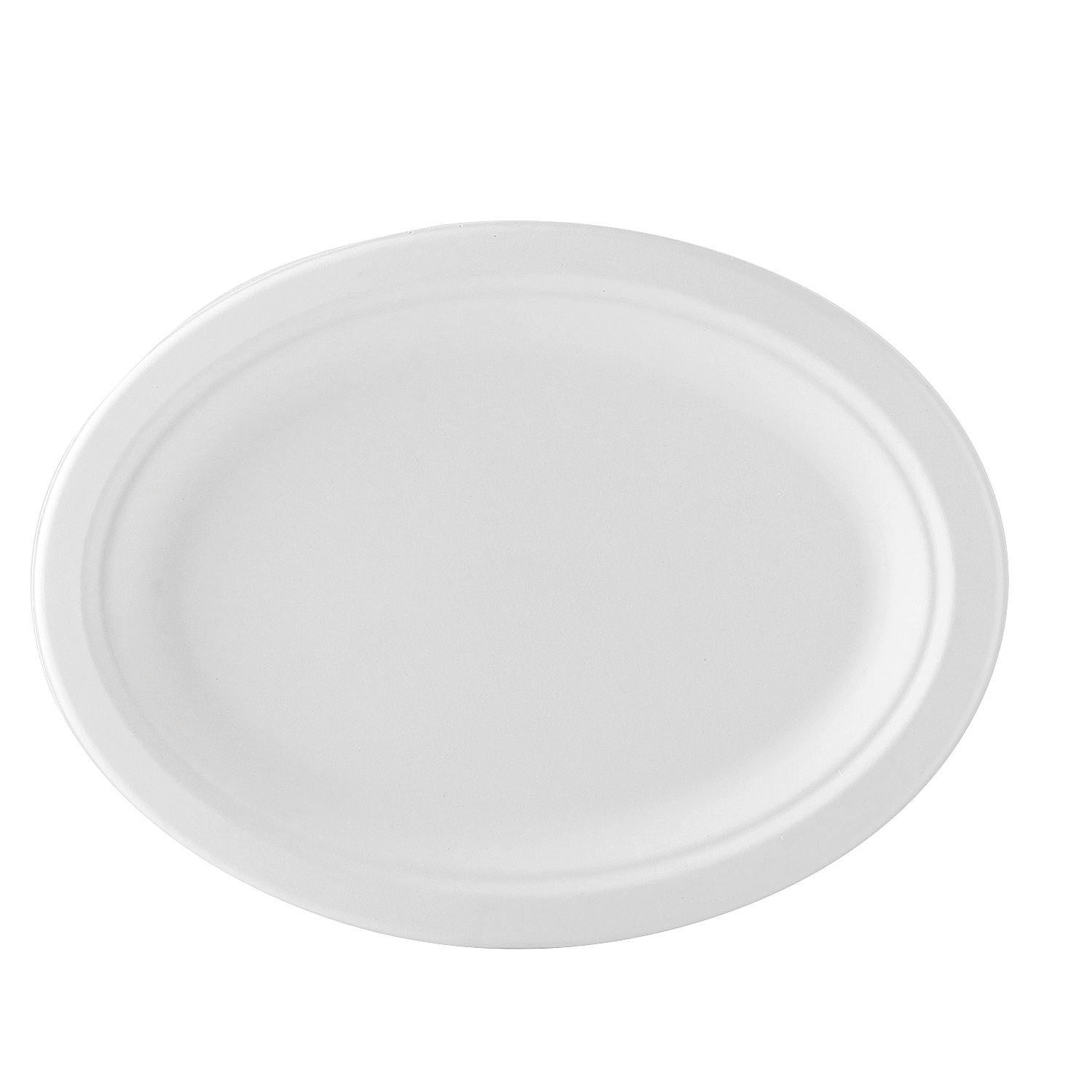 12.5'' X 10'' Compostable Bagasse Oval Plate