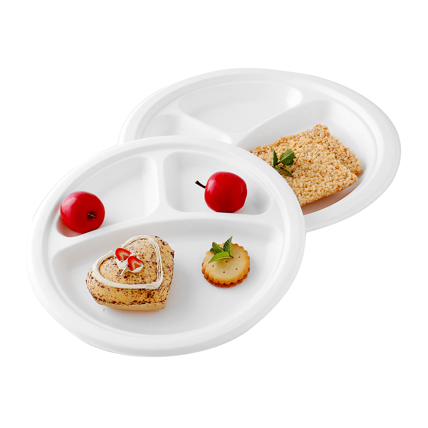 3 comparment round plate