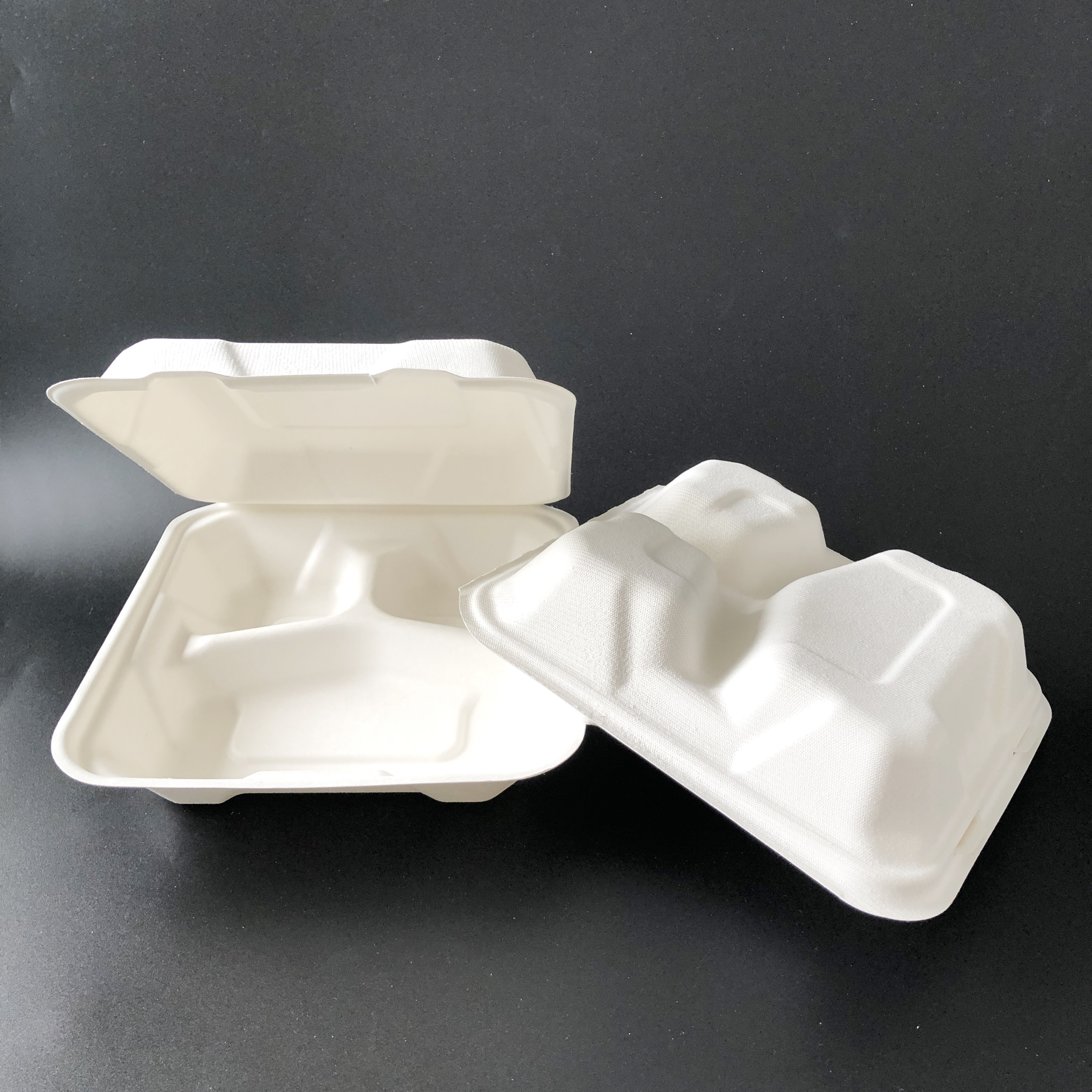 Disposable microwavable 3 compartment clamshell box
