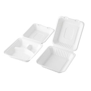 9''*9''*3'' Eco Green Sugarcane Pulp Clamshell Box
